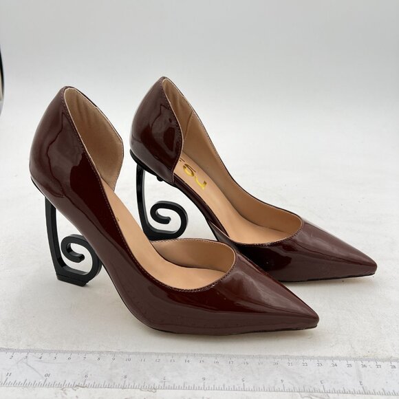 FSJ Brown Pointed Toe Pumps for Women Black High Heel Dorsay Party Prom Shoe - Picture 4 of 8